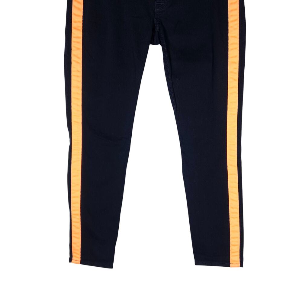 Hudson Lou Lou Tuxedo Skinny Jeans 26 Black Orange Stripe Contrast Preppy Bold - Picture 5 of 13